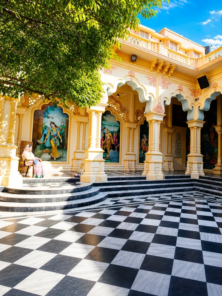 ISKCON Vrindavan (Sri Krishna-Balaram Mandir) Vrindavan Braj Dham — Darshan View 5 (ISKCON Vrindavan (Sri Krishna-Balaram Mandir) Complete Guide: 24-Hour Kirtan, Aarti Schedule, Prabhupada Samadhi & Guest House)